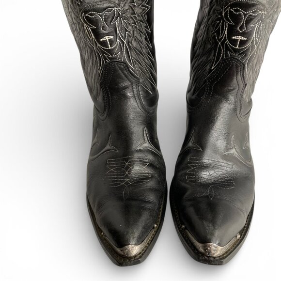 Canada West Black Buffalo Leather Western Cowboy Boots Indian Chief Men's 9.5 EE - Picture 7 of 16